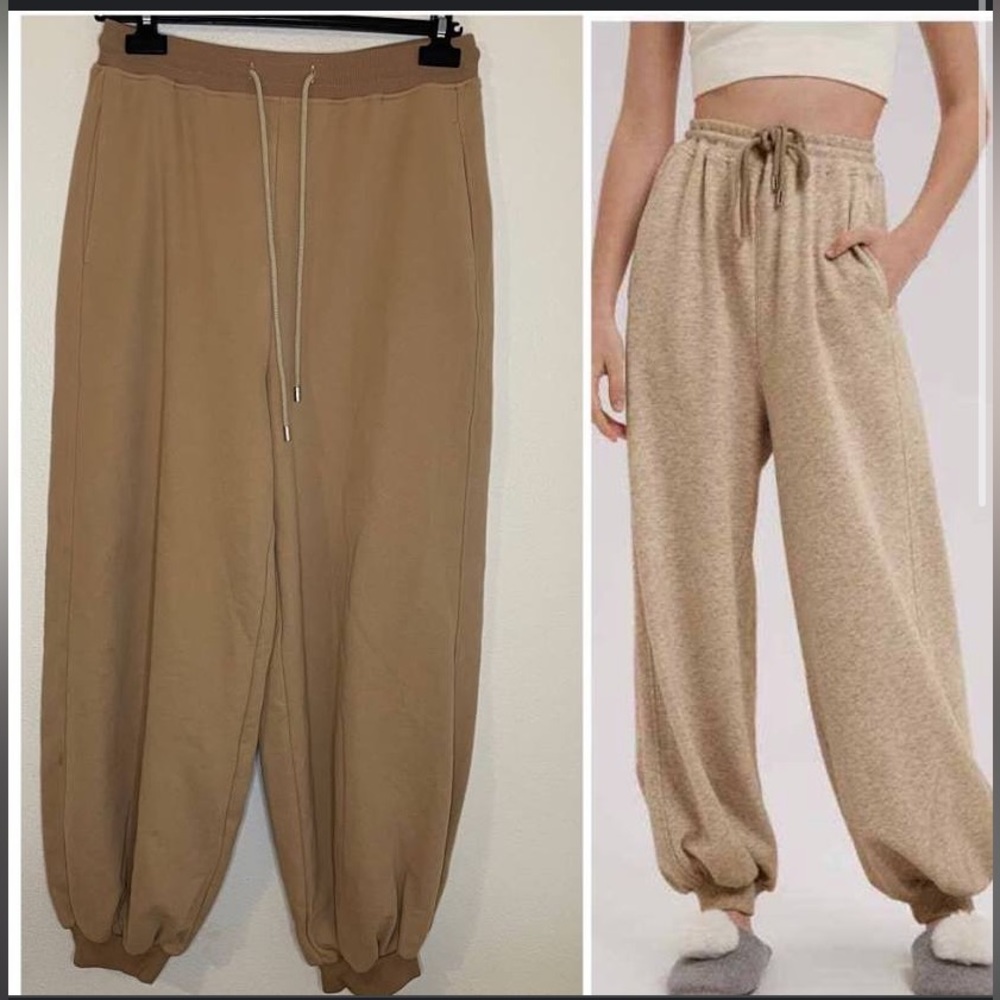 Balloon sweatpants high rise back pocket mostly cotton NWT